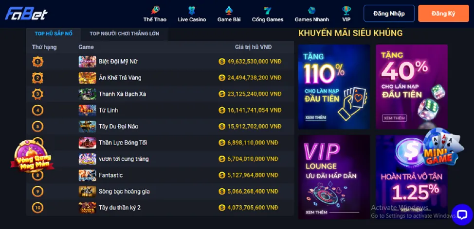 Ưu đãi casino và slot game wibet trang chủ